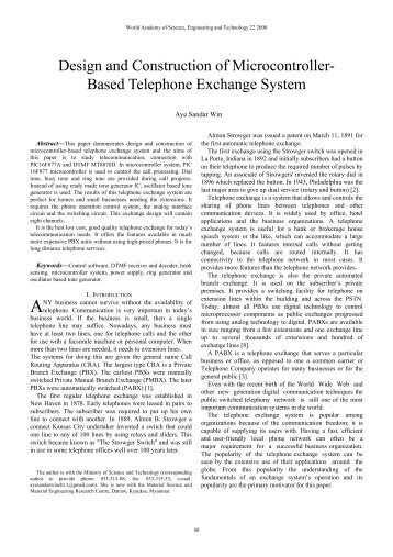 microcontroller based telephone exchange system microcontroller based telephone exchange system