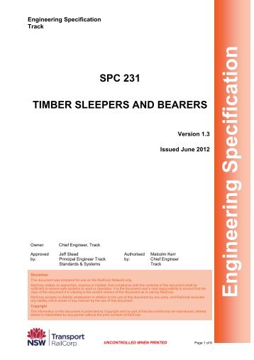 Timber Sleepers and Bearers - RailCorp Engineering Internet