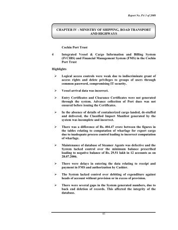 IT Audit of Integrated Vessel & Cargo Information