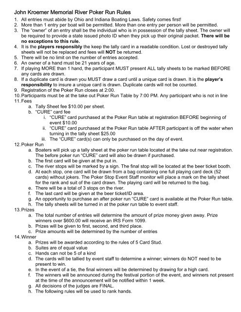 Poker Run Rules And Tally Sheet Poker Run Rules And Tally Sheet