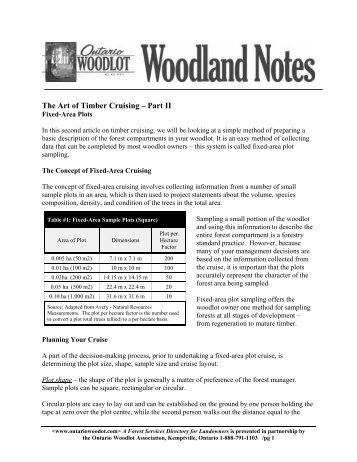 The Art of Timber Cruising, Part II - Fixed - Ontario woodlot.com