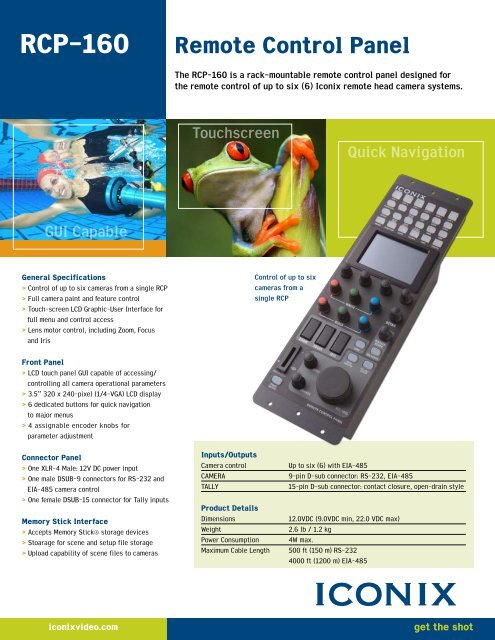 RCP-160 Remote Control Panel - Iconix Video