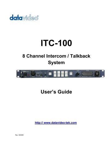 ITC-100 Tally Input - Pin Cross Reference - Datavideo