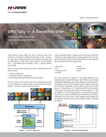 UMD/Tally — A Simplified View - Harris Broadcast Communications