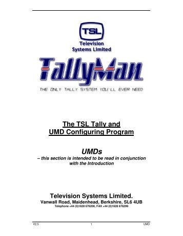 The TSL Tally and UMD Configuring Program UMDs