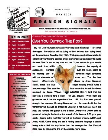 BRANCH SIGNALS - Branch County Amateur Radio Club