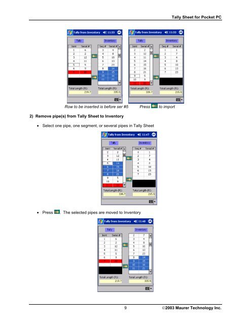 Pipe tally sheet