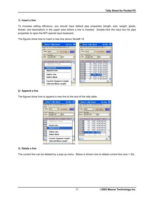 Pipe tally sheet