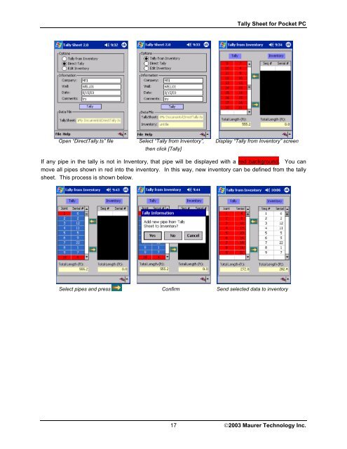 Pipe tally sheet