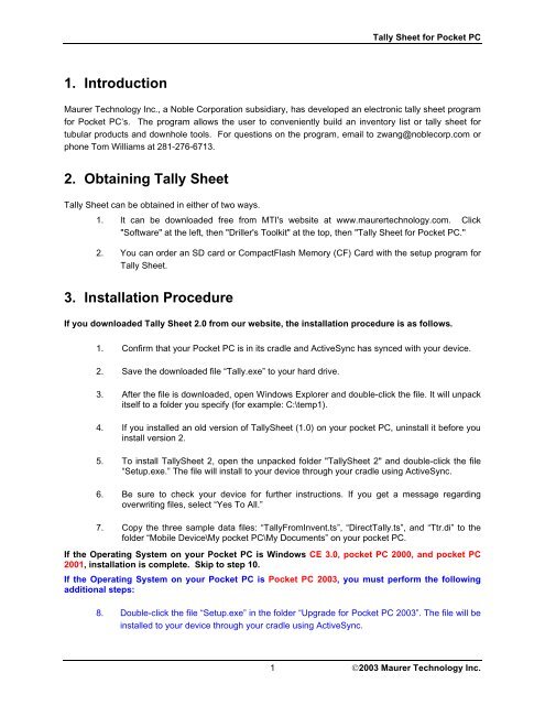 Pipe tally sheet