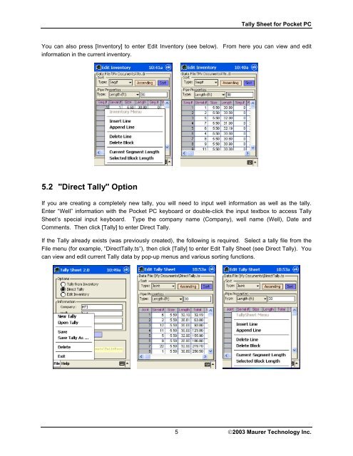 Pipe tally sheet