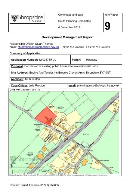 Report No 9 Engine and Tender Inn Brooome - Shropshire Council