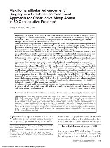 Maxillomandibular Advancement Surgery in a Site-Specific ...