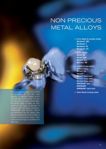 NON PRECIOUS METAL ALLOyS - Bego Canada