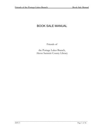 BOOK SALE MANUAL - Akron-Summit County Public Library