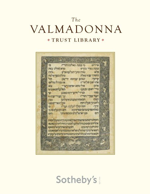 Valmadonna Trust Library Brochure - Sotheby's