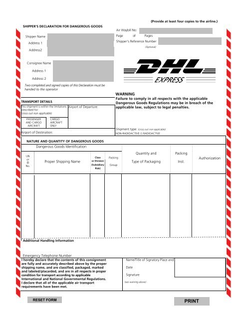 Deklarasjon dhl Deklarasjon dhl