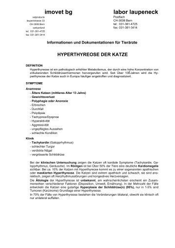 Hyperthyreose bei der Katze - Labor - Laupeneck