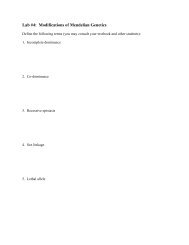 Lab #4: Modifications of Mendelian Genetics