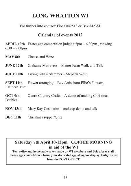 Long Whatton News APRIL 2012 - Leicestershire Villages