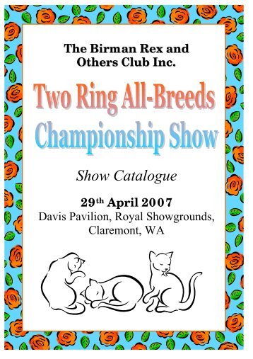 Show Catalogue - Birman Rex And Others Cat Club