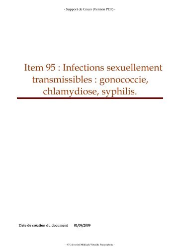 Item 95 : Infections sexuellement transmissibles : gonococcie ...