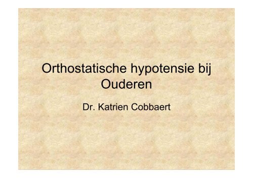 Orthostatische hypotensie bij Ouderen