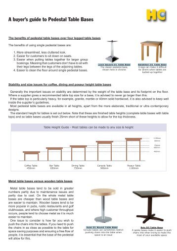 A buyer's guide to Pedestal Table Bases - Hill Cross Furniture