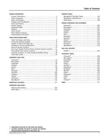 Table of Contents - National Office Furniture