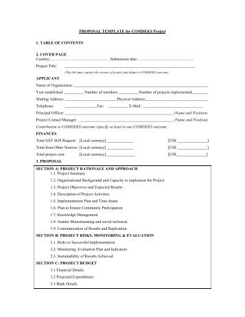 PROPOSAL TEMPLATE for COMDEKS Project 1. TABLE OF ...