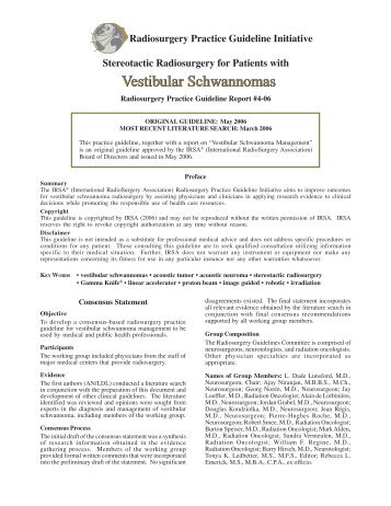 Vestibular Schwannomas - IRSA