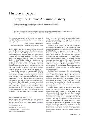 Historical paper Sergei S. Yudin - Deutsches Herzzentrum Berlin