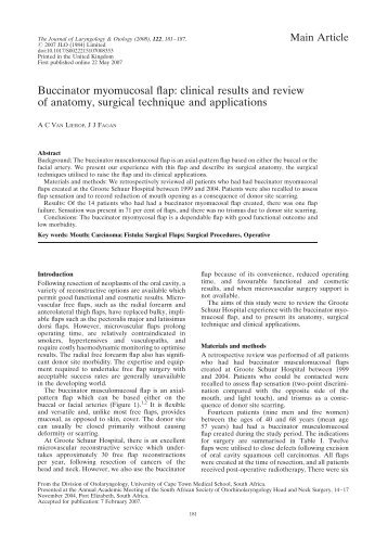 Buccinator myomucosal flap: clinical results and review of anatomy ...