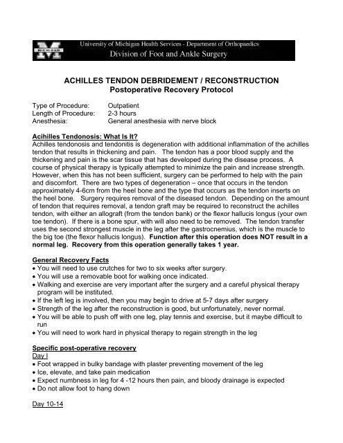 Achilles Tendon Debridement Reconstruction