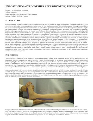 ENDOSCOPIC GASTROCNEMIUS RECESSION (EGR) TECHNIQUE