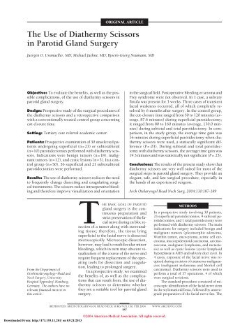 The Use of Diathermy Scissors in Parotid Gland Surgery