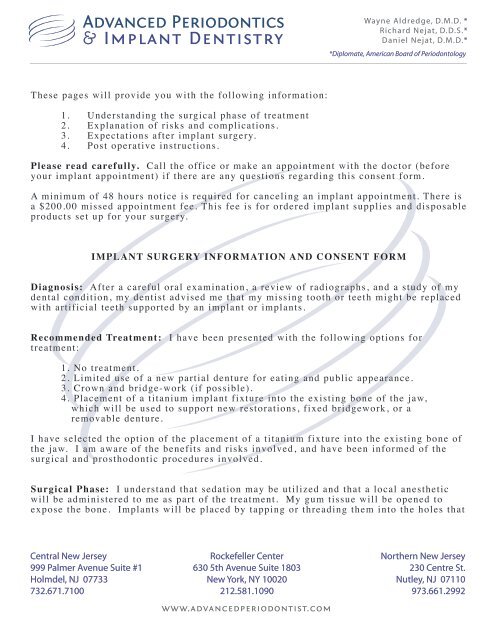 Implant Consent Form - Advanced Periodontics & Implant Dentistry