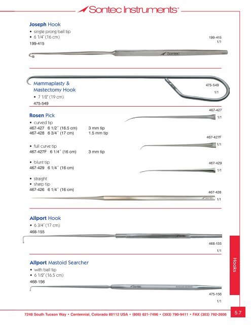 Plastic/ENT Surgical Instrumentation - Sontec Instruments