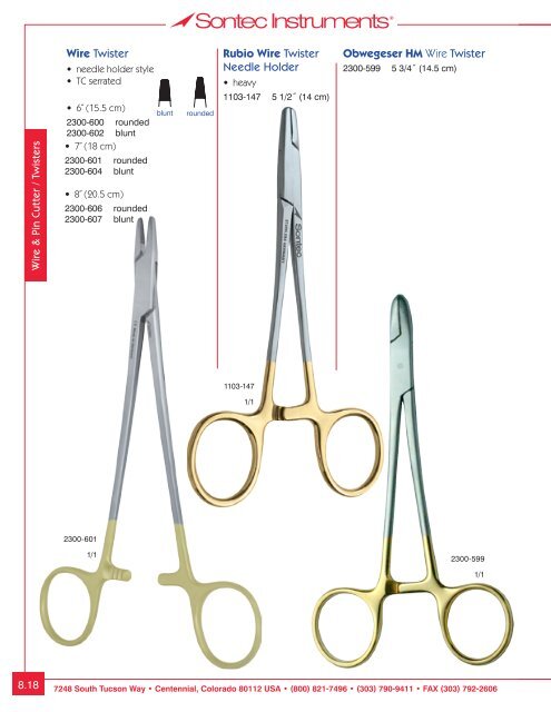 Plastic/ENT Surgical Instrumentation - Sontec Instruments