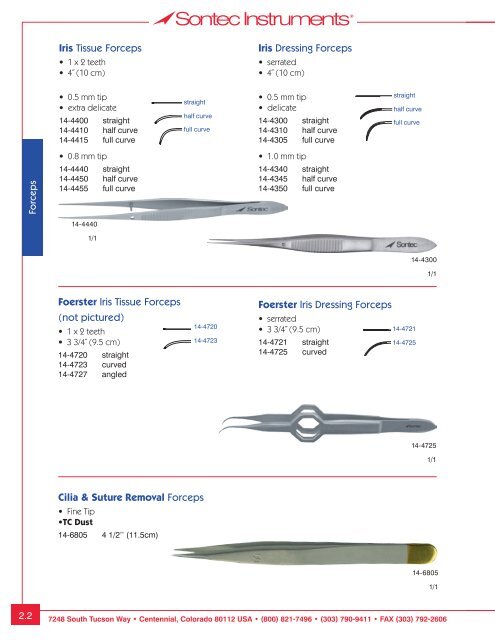 Plastic/ENT Surgical Instrumentation - Sontec Instruments