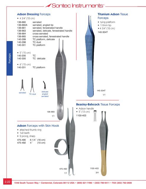 Plastic/ENT Surgical Instrumentation - Sontec Instruments