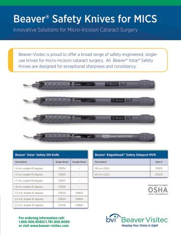 Beaver® Safety Knives for MICS - Beaver-Visitec International