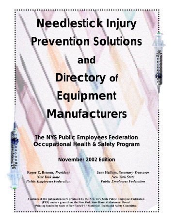 Needlestick Injury Prevention Solutions and Directory of ... - PEF Home