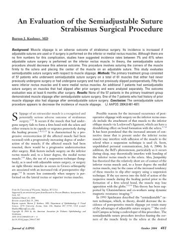 An Evaluation of the Semiadjustable Suture Strabismus Surgical ...