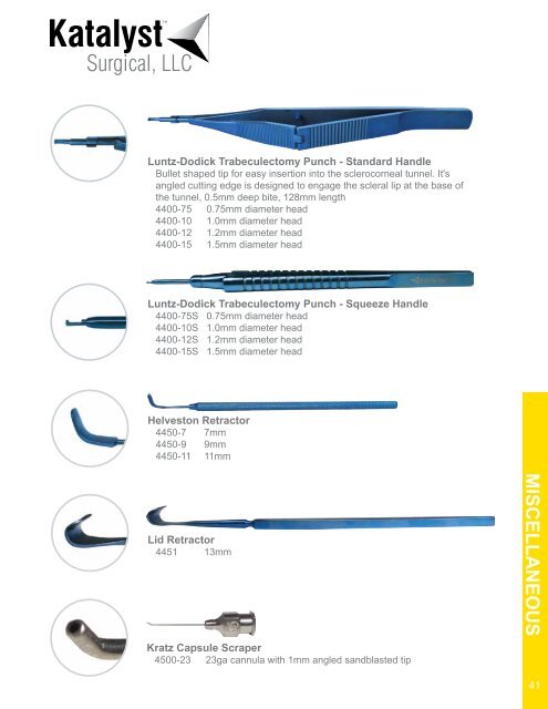 Ophthalmic Instrument Catalog 2012 - KatalystSurgical