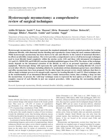 Hysteroscopic myomectomy: a comprehensive review of surgical ...