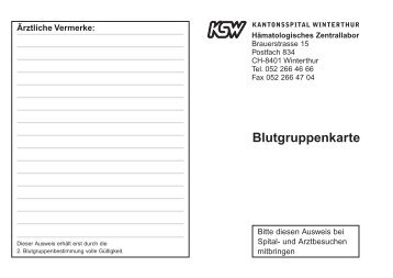 Blutgruppenkarte (PDF) - Kantonsspital Winterthur
