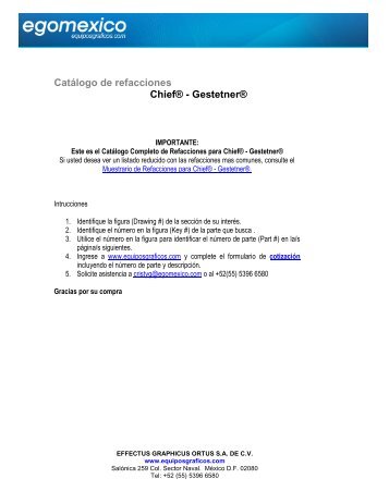 Catálogo de refacciones Chief® - Gestetner® - Egomexico