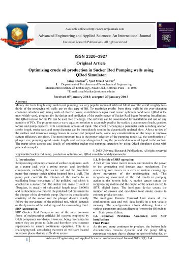 Optimizing crude oil production in Sucker Rod ... - URP Journals