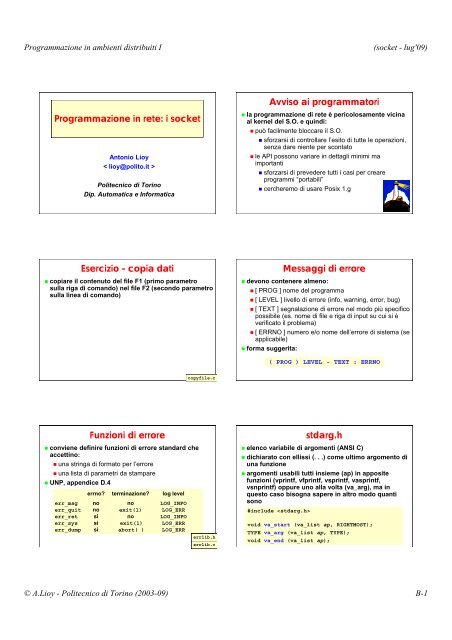 Programmazione di rete coi socket - Computer and Network Security ...